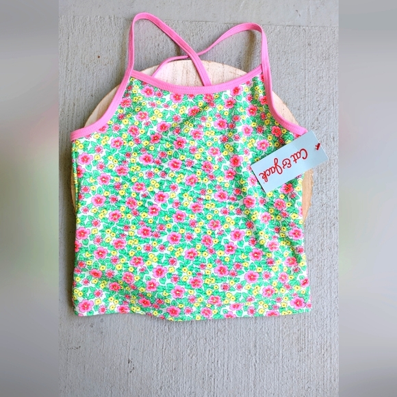 Cat & Jack Other - NWT Cat and Jack swim top size Green Pink M (8)
